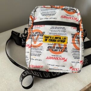 Awful Lot of Cough Syrup White and Orange Crossbody Bag
